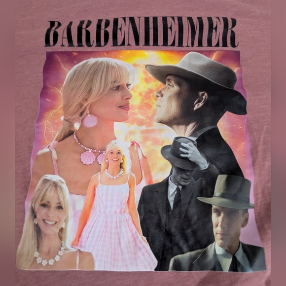 Barbenheimer Tee Shirt Barbie + Oppenheimer movies released same date  Large - Picture 1 of 8